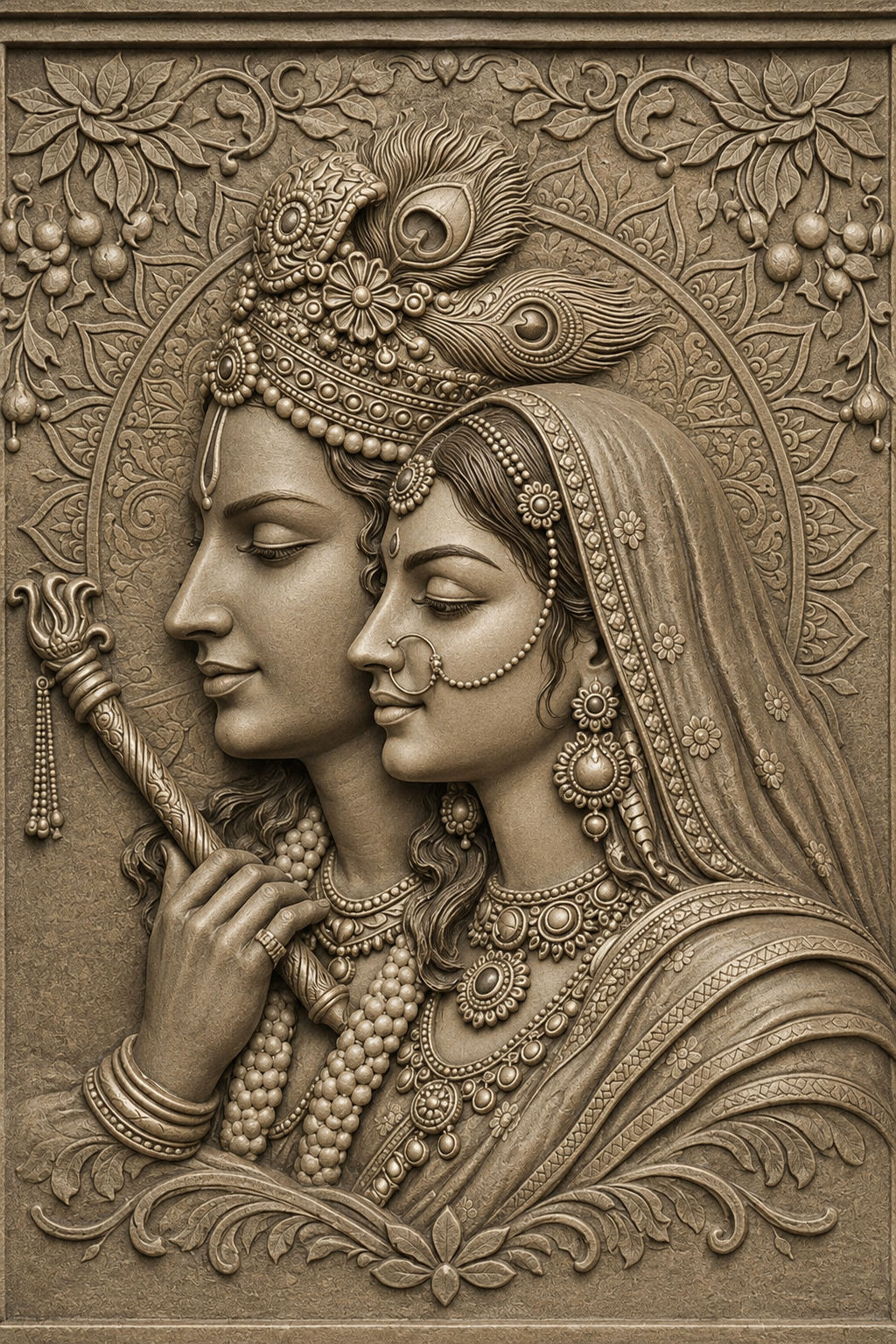 Radha Krishna Wall Decor 3D Model (5 Inch)